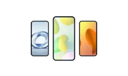 Three high end mobile phones in portrait mode facing the user
